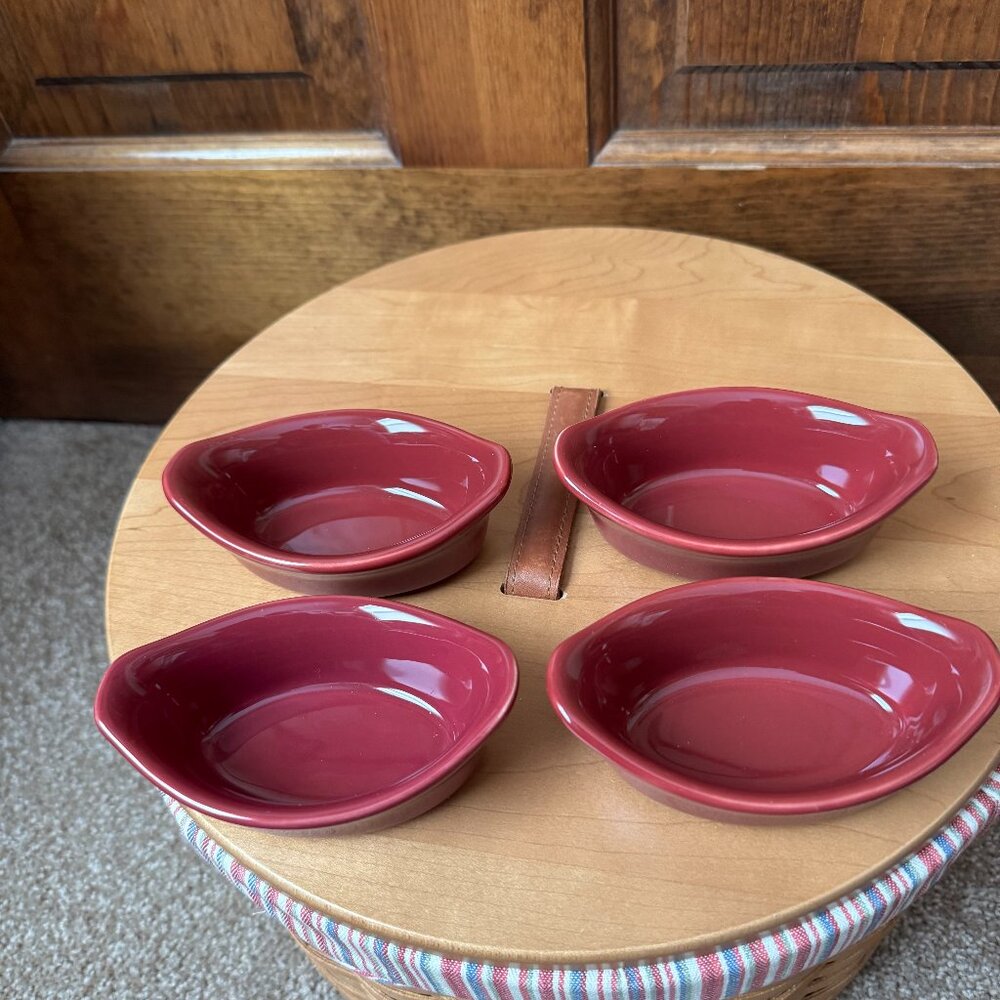Rachael Ray 3 oz. Burgundy Ceramic Ramekin Baking/Dipping Dishes - Set of 4